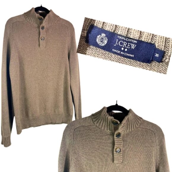 J. CREW FACTORY Brown Mens Henley Sweater Size M - Picture 1 of 11